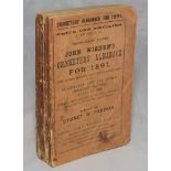 Wisden Cricketers' Almanack 1891. 28th edition. Original paper wrappers. Some wear and soiling to