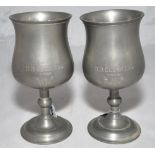 Dennis Brian Close. Yorkshire, Somerset & England 1949-1977. Pair of matching Crown & Rose pewter