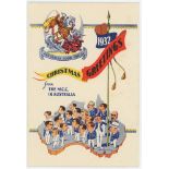 'Bodyline'. Official M.C.C. Christmas card from the M.C.C. 'Bodyline' tour of Australia 1932/33.