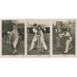 Raphael Tuck 'Australian Cricketer' series no. 3839 postcards, 1938. Five real photograph plain back