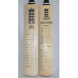 England Test Series 2006 & 2008. Two full size cricket bats for Test match series played in England,