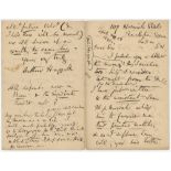 Arthur Haygarth, M.C.C. Sussex and Middlesex, 1844-1861. Original four page handwritten letter to an