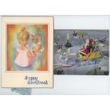 Jack Hobbs. Two original Christmas cards with printed greetings from 'Sir Jack and Lady Hobbs'.