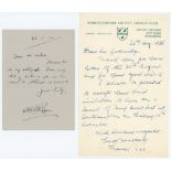 Somerset C.C.C. Good selection of four letters from Somerset cricketers, mainly for autograph