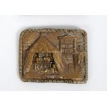 Cricket belt buckle. Exquisitely detailed Victorian brass buckle with impressed image of a cricket