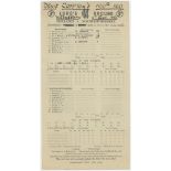 Denis Compton's 100th Hundred. Official scorecard for Middlesex v Northamptonshire, Lord's, 11th-