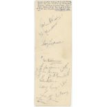 Australia tour to England 1948. Double album page nicely signed in ink by fifteen members of the