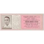 West Indies tour to England 1933. Official match ticket for Sir Lindsay Parkinson's XI v West