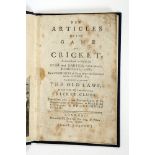 'New Articles of the Game of Cricket, as settled and revised at the Star and Garter, Pall-Mall,