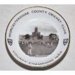 'Worcestershire County Cricket Club County Champions 1964'. Small fine bone china pin dish with a