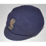 Liverpool Cricket Club cap. Early navy blue cricket cap with wired emblem of the liver bird (