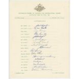Australia tour to England 1964. Official autograph sheet for the tour. Nicely signed in ink by all