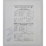 The Ashes. England v Australia 1948. Facsimile copy of the original scorecard for the fifth Test