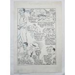 Australia. Victoria v New South Wales 1945/46. 'A "wicket" weekend for N.S.W.'. Original pen and ink