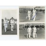 Yorkshire C.C.C. 1950s. Four plain back mono real photograph postcards of Yorkshire players