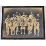 Yorkshire C.C.C. County Champions 1925. Official sepia photograph of the Yorkshire team seated and