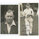 Patsy Hendren and Harry Lee. Middlesex C.C.C. 1930s. A mono head and shoulders photograph of Hendren