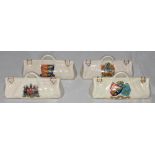 Crested cricket bags. 'South'. Four medium crested china cricket bags with colour emblem for '
