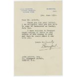 Duke of Beaufort. Single page short typed letter to John Arlott dated 9th June 1950. Writing from