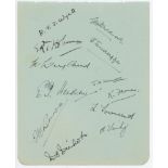 M.C.C. c1934/35. Album page nicely signed in ink by twelve members of the M.C.C. team.