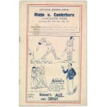 New Zealand. Canterbury v Otago 1931. Official programme/ scorecard for the match played at