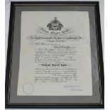 Herbert Sutcliffe. Yorkshire & England 1919-1945. Original certificate issued to Sutcliffe