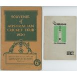 Australia tours to England 1930, 1934 & 1938. Four souvenir booklets relating to Australia tours. '