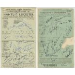 Hampshire v Leicestershire 1950. Official scorecard for the match played at Portsmouth, 20th- 23rd