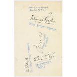 Cricket signatures 1950s-1990s. A selection of signatures including a Lord's letterhead nicely