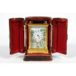 Sporting carriage/travel clock. Excellent exquisite late 19th century brass carriage/travel clock,