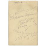 Yorkshire 2nd XI 1933. Album page signed in pencil by the eleven members of the Yorkshire team for