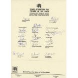 Sri Lanka 2002-2012. Official autograph sheet for the 2002 tour to England. Lacking one signature.