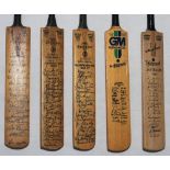 Miniature tour bats 1953-1977. Three 'Nicholls Crusader' miniature bats with printed signatures