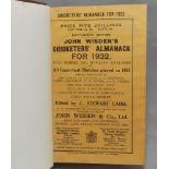 Wisden Cricketers' Almanack 1932. 69th edition. Bound in brown boards, with original wrappers,