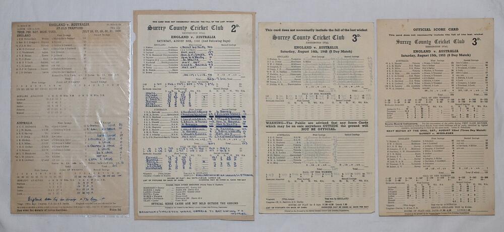 'Special' match scorecards 1930s-1990s. White folder comprising a selection of official match