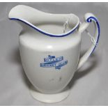 Otley Cricket Club (Leeds). Small attractive white jug, with looped handle, decorated to handle