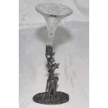 W.G. Grace c1896. Electroplated tulip vase cast with a figure of Grace standing with bat in front of