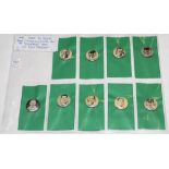 Australian tour of England 1948. Collection of nine rare metal pin badges featuring members of the