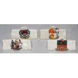 Crested cricket bags. Four small crested china cricket bags with colour emblem for 'Windsor' (