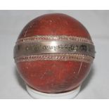 'D.C.H. Townsend. Winchester v Marlborough June 11th 1931. The Hat Trick'. Cricket ball with which
