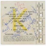 Sri Lanka v England. Inaugural Test match 1982. Official match ticket for the match played at the P.