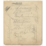 Australia tour to England 1930. Large album page signed in pencil by twelve members of the Australia