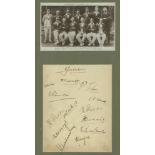 Yorkshire C.C.C. 1929. Large album page nicely signed in black ink by twelve members of the