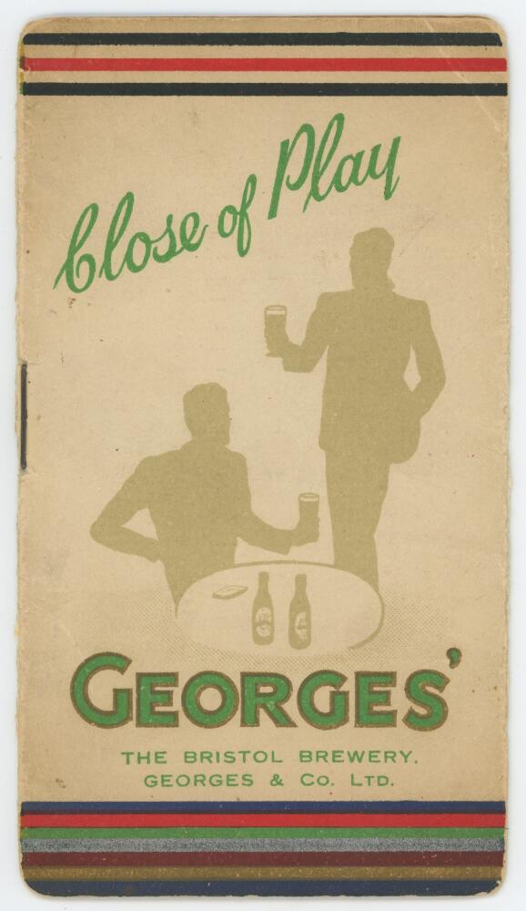 Australia tour of England 1938. 'The Bristol Brewery. Georges & Co Ltd' Original folding fixture