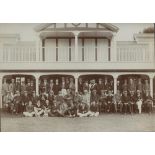 Household Brigade v Green Jackets 1908. Official mono photograph of the teams and officials seated