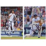 Signed England Test and County photographs 2000s-2010s. Small blue album comprising thirty six