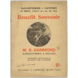 W.R. Hammond Benefit souvenir 1934. Official Benefit souvenir for the Gloucestershire v Hampshire