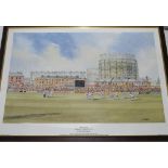 'The Oval. England v Australia, 1981'. Large limited edition colour print by artist Eric Thompson of