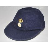 Derek Shackleton. Hampshire & England 1948-1969. Hampshire navy blue first XI cloth cricket cap with