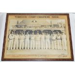 'Yorkshire County Champions 1959'. Original large sepia photograph of the Yorkshire team standing